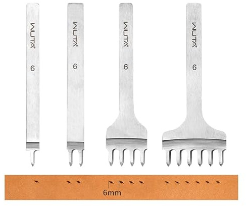 WUTA Herramienta de perforación de cuero, segunda generación de alta calidad, pulidor interdental de cuero, herramienta para manualidades (6 mm, 1+2+4+6)
