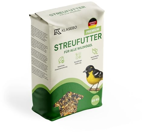 KLASEBO Streufutter Premium 25kg, Vogelfutter, Wildvogelfutter, Vogelfuttermischung 4 Jahreszeiten
