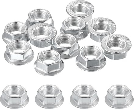 PATIKIL M10x1mm Verzahnte Flansch Sechskantmutter 15Stk | Metrisches Feingewinde Kohlenstoffstahl Anti-Rutsch Sechskant Flanschmutter Für Maschinenbau Industrie DIY Einsatz Silber