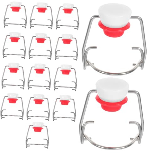 FONDOTIN 15pcs Airtight Stainless Steel and Silicone Bottle Caps with Swing Top Design Leakproof Replacement Lids for Bottles for Home Brewing Soda Milk Beer and Condiments