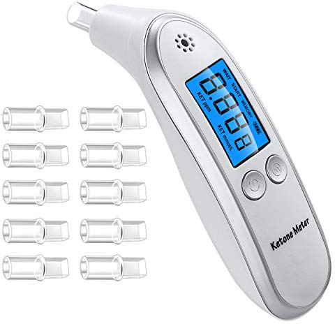 Breath Ketosis Tester Professional Ketosis Breath Meter Portable Ketone Breath Analyzer, Home Digital Ketone Breath Analyzer - Advanced for Testing Ketosis with 10 Mouthpieces