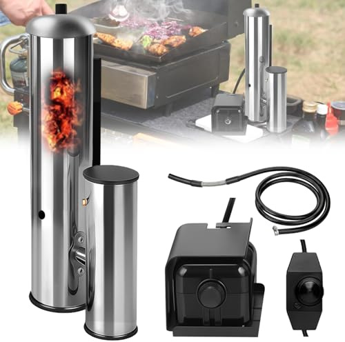 Kaltrauchgenerator aus Edelstahl, Upgrade Raucherzeuger für Räucheröfen Smoker mit Pumpe, Tragbares Räucherofen Elektrisch Zum Räuchern von Lebensmitteln und Fleisch, BBQ Rauch-Erzeuger (Long Handled)