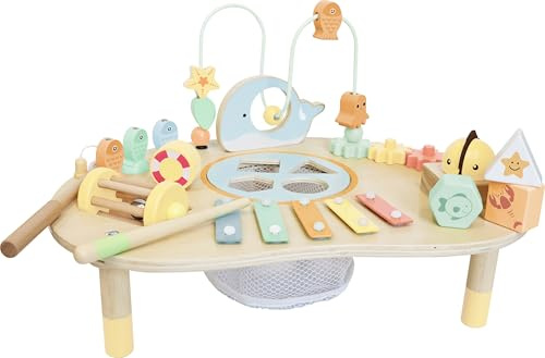 ToyToyToy Motorik Spieltisch aus Holz Musik Formen Motorikschleife Zahnräder UVM