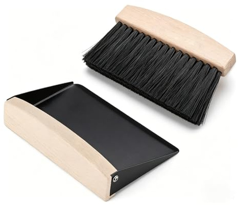 Tischbesen Besen Und Kehrschaufel Set,Tischbesen,Krümelbürste,Tischbürste,TischbesenMit Schaufel Mini,Tischkehrset,Besen Aus Holz Und Metall,Mini Besen Tischfeger Für Zuhause, Büro Und Küche