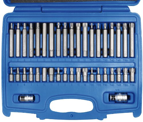 SW-Stahl 04470L Bit-Sortiment, 3/8 Zoll, 40-teilig - Chrom-Vanadium Bit Set | Präziser Innenstern Bit Satz und Innensechskant Vielzahn inklusive Steckschlüssel Adapter für Kfz-Werkzeuge