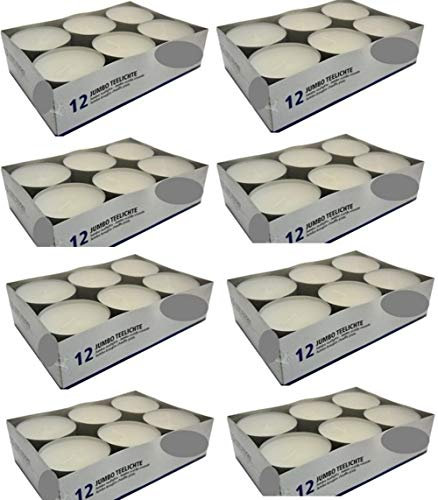 Hillfield® 96 Maxi Teelichter 9 Std. Brenndauer i. Alubecher, Maxilicht, Jumbo Teelichter, ohne Duft, Kerzen, Teelicht (Aluhülle, 96, stück)