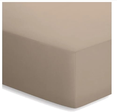 schlafgut Mako-Jersey Basic Spannbetttuch, Baumwolle, Taupe, 200 x 100 cm