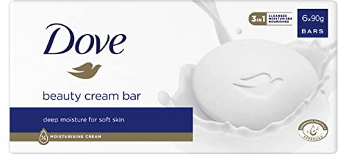 Dove Original Beauty Bar Seife mit ¼ Feuchtigkeitscreme für weichere, glattere, gesünder aussehende Haut, 6 x 90 g