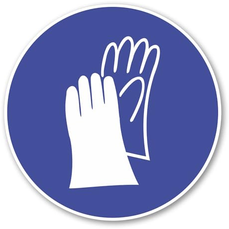 iSecur Handschutz benutzen Gebots-Aufkleber Ø 9 cm - hin142 | Gebotshinweis Handschuhe tragen für Arbeitsplatz Maschinenbereich und Unfallverhütung, selbstklebend, UV-wetterfest