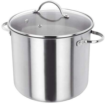 Judge Stainless Steel Stockpot with Glass Lid, Hollow Handles, 24cm, 8.5L Induction Ready, Oven Safe, Dishwasher Safe