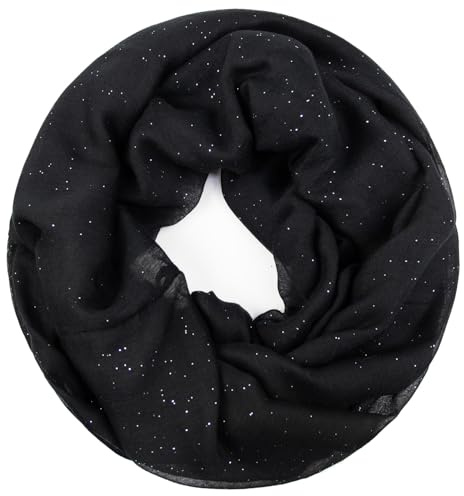 Glamexx24 Glitterhalsduk ädel lätt enfärgad slinga tubhalsduk rund halsduk, Svart glitter, En Storlek