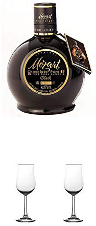 Mozart Liqueur Black dunkle Schokolade Österreich 0,5 Liter + Nosing Gläser Kelchglas Bugatti mit Eichstrich 2cl und 4cl 1 Stück + Nosing Gläser Kelchglas Bugatti mit Eichstrich 2cl und 4cl 1 Stück