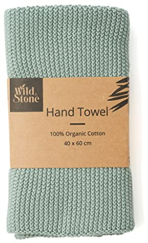 Wild & Stone | Organic Cotton Hand Towel Kitchen Towel | Perfect For Around The Home | Eco Hand Towels (Moss Green)