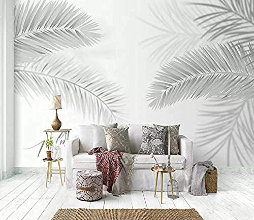 Papiers Peints Moderne Noir et Blanc Plante Feuille De Noix De Coco Palmier Papier Peint 3D Salle de séjour Chambre à coucher Salle de séjour Mural murale enfant-300cm×210cm