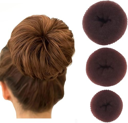 Donut-Haarknoten-Set, Ring-Stil, Dutt-Maker-Set, Chignon-Haar-Donut-Form, Haarstyling-Werkzeug für Frauen und Mädchen, Größe L + mittel + klein, 3 Stück