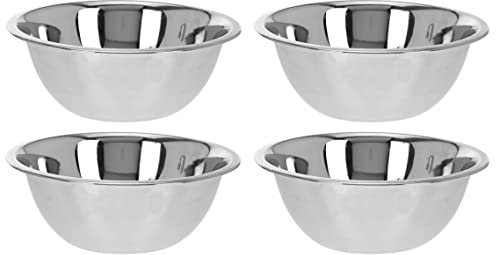 Set di 4 ciotole da cucina, impilabili, in acciaio inox lucido, 4 x Ø 11 cm, 150 ml, multifunzione, ciotola da servizio, piccola insalatiera