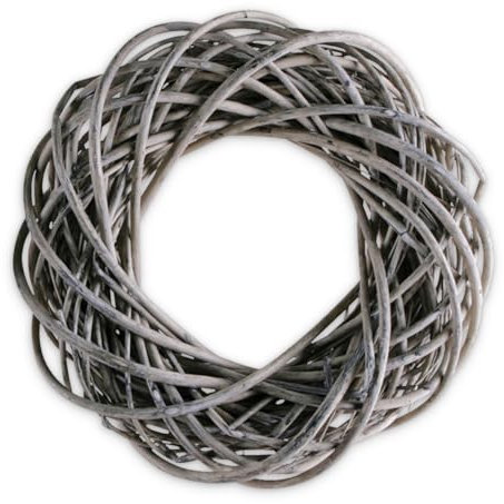 Kleiner Weiden-Kranz grau 25 cm zum DIY Basteln - Holz-Kranz als Rohling für Sommer Wandkranz oder Outdoor Frühling Haustür Tür-Kranz - Deko-Kranz als Herbst-Kranz Weihnachten Tischdeko