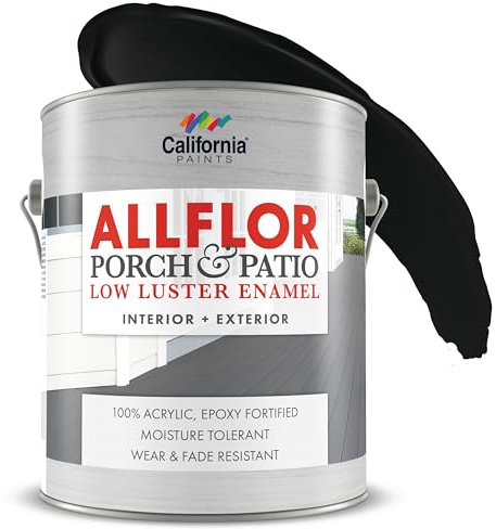 CALIFORNIA PAINTS ALLFLOR Porch, Patio and Floor Enamel Paint, Black, 1 Gallon, Extremely Durable Water-Based Formula, Ideal for Patios, Pool Decks, Basements & More