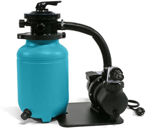 POOL Total Sandfilter Trinidad - 4,8 m³/h Sandfilteranlage mit Ø 250mm Kessel für Pools bis max. 15m³ Selbstansaugende Filterpumpe mit Vorfilter 6 Wege Top-Mount-Ventil Pool Schwimmbad Filter