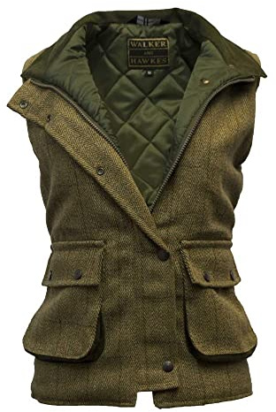WALKER AND HAWKES - Bayston - Damen Country-Weste aus Tweed - für die Jagd geeignet