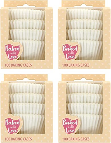 Baked with Love White Cupcake Cases, 50mm Baking Cups, Greaseproof Paper Cases for Muffins and Cupcakes, Pack of 600 (50541)
