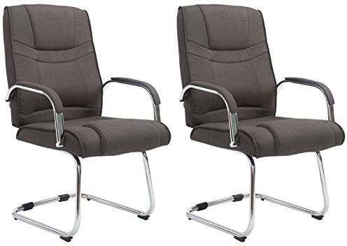 CLP 2er Set Freischwinger Attila Mit Metallgestell & Armlehne I Bürostühle Mit Stoffbezug, Polsterung & 180 KG Belastbar, Farbe:dunkelgrau