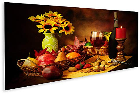 islandburner Bild auf Leinwand Wein Früchte Nüsse Stillleben Bilder Wandbilder Poster