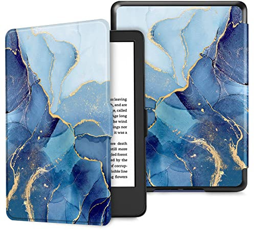 Fintie Hülle für 6 Kindle (11. Generation) – 2024/2022, Leichte Case Schutzhülle mit Auto Schlaf/Wach Funktion für 6 Zoll Kindle Basic 2024, Ozean Marmor