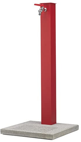 Fontana da Giardino Belfer 42QBM con Base in Cemento Trattamento Antiruggine Rubinetto a Sfera con Attacco Rapido (Rosso)