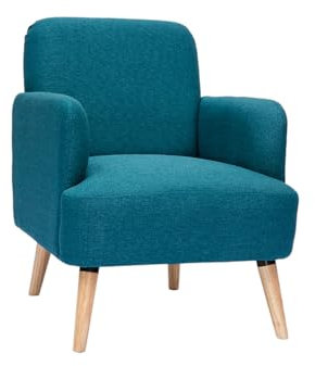 Miliboo Skandinavischer Sessel in Entenblau und hellem Holz ISKO