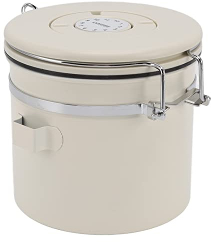 Recipiente de Café Hermético de 1,2 L, Contenedor de Granos de Café de Acero Inoxidable 304 con Cuchara, Tarro de Posos de Café con Válvula Y Rastreador de Fecha, Tarro de(Pequeño 1.2L)