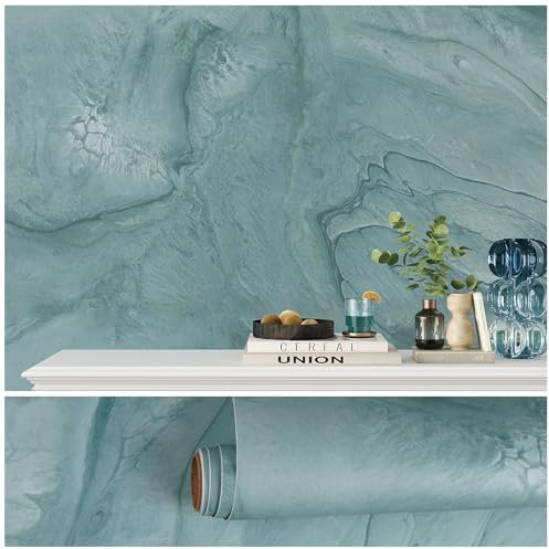 VEELIKE Papel Adhesivo Marmol Azul Vintage Papel Marmol Cocina Grueso Papel Pintado Pared Baño Impermeable Papel Autoadhesivo Pared Salon Decoracion Habitacion Papel Tapiz Comedor Pasillo 40cmx300cm