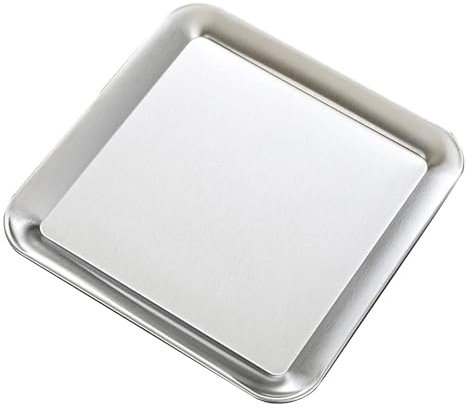 Bandeja para Aperitivos, Bandeja para Servir Alimentos De Acero Inoxidable, Bandeja Plateada Rectangular con Espejo, Platos Decorativos para Servir para Fiesta, Pastel De Frutas(L)