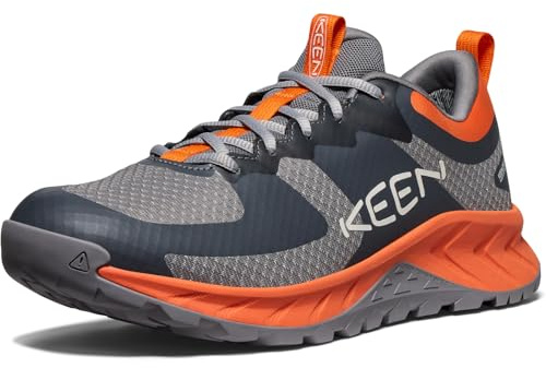 KEEN Men's Versacore Breathable Comfortable Waterproof Hiking Shoes, Steel Grey/Scarlet Ibis, 8.5