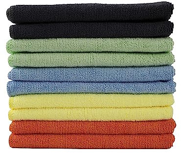 Lot de 10 chiffons de nettoyage en microfibre de qualité supérieure - Extra absorbants - Qualité supérieure - 300 g/m² - Pour barista, voiture, maison, 40 x 40 cm - Mélange multicolore