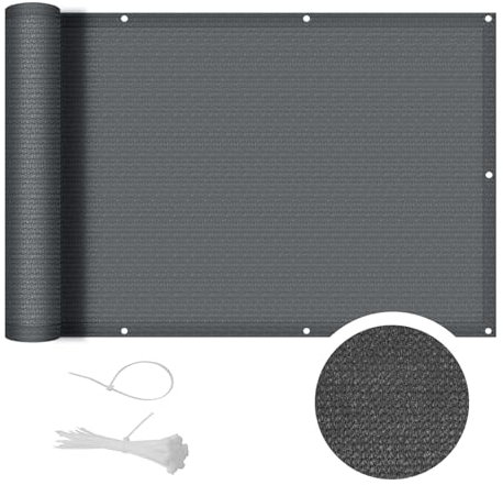 COOL AREA Brise-Vue pour Balcon HDPE Couverture de confidentialité Écran,Vent Protection UV Résistant aux,80x300cm,Anthracite