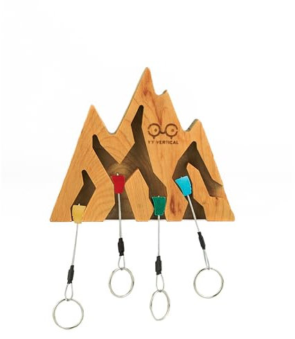 YY Vertical Porte clés mural Montagne avec coinceurs, idéal pour les grimpeurs passionnés d'escalade - Bois de cerisier