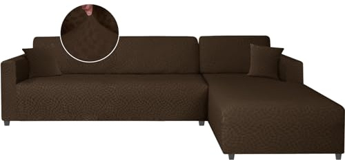 Ystyle Sofabezug L Form Stretch Links/Rechts, 3+3 Sitzer, Kaffee | Elastisch Sofabezug Ecksofa Couchbezug L Form, Universal Sofa Überzug Ecksofa, Couch Cover L Shape Sofaschoner Schonbezug