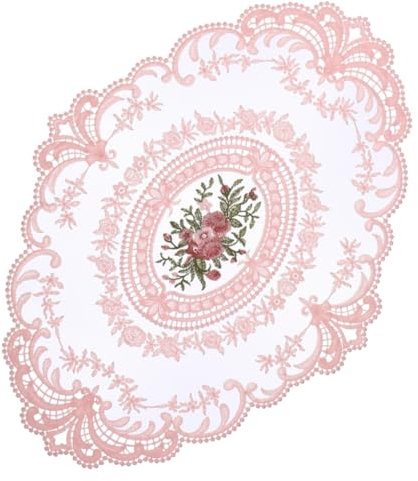 PRETYZOOM Tischdecken Becher untersetzer Vintage-Dekor Tischset mit Espressotasse runde Tischsets Wein Untersetzer Spitzendeckchen die Blumen Kaffeetasse Holztisch schmücken Milchseide Rosa