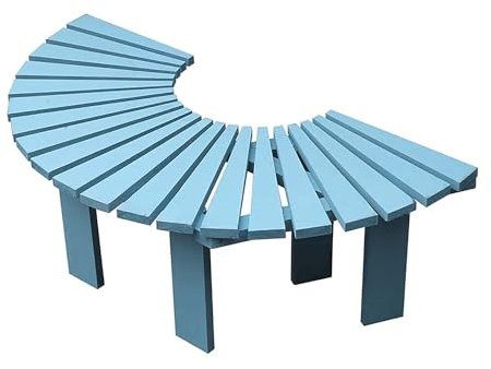 Yqyc Halbrunde Gartenbank aus Holz, Umlaufende Parkbank mit Baumbank, Wetterfeste Outdoor-Bänke mit Glatter Oberfläche, für Park, Hof, Terrasse, Deck, Rasen (Color : Blue)