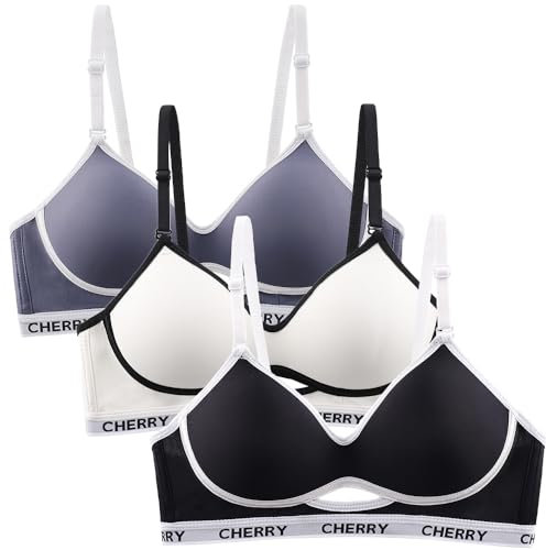 Teens Girls Seamless Bras Everyday Underwear Wire Free Brassiere Push Up Padded Unlined Bralettes for 12-18 Years Girls and Women Lingerie - 3 Pack