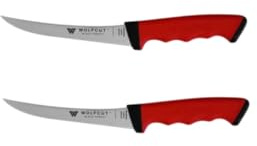 Wolfcut SoftGrip RED-Serie - Metzgermesser-Set 2-tlg. - Ausbeinmesser 13 cm gebogene flex Klinge