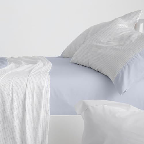 Burrito Blanco | Sábanas de Franela de algodón | Cama de 135cm. (+Medidas Disponibles) | Diseño 573 | Color Azul (135x190/200cm.)