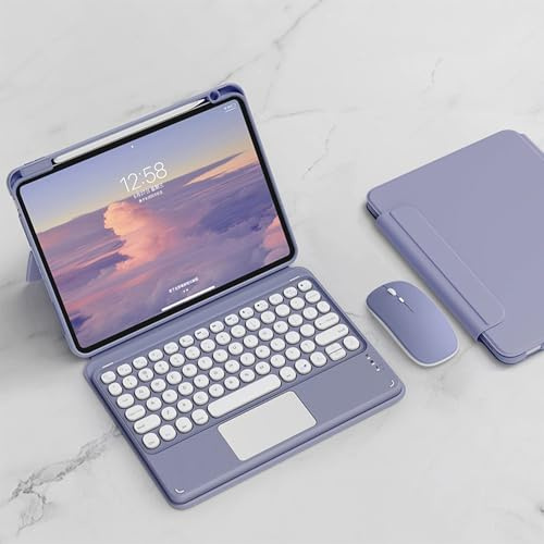 Funda Con Teclado Para iPad 10ª Gen 10,9 Pulgadas 2022 Y iPad 11ª Gen (A16) 11 Pulgadas 2025, Formato Vertical Y Horizontal, Cubierta Trasera Transparente Desmontable Con Español Teclado Y Ratón