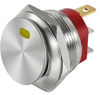 Interrupteur à bascule à bascule en métal, 22mm, 20a/12V, 15a/220V, marche-arrêt, deux Positions, autobloquant, for voiture, camping-car, bateau, bouton poussoir rond(Green,22MM_220V(15A))