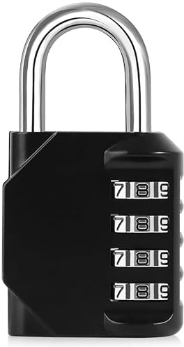 Combination Padlock, Luoqun88 Padlocks with Code, Heavy Duty 4 Digit Combination Lock, Weatherproof Outdoor Locker Padlock with Code for School Gym Locker, Shed, Toolbox, Garage, Storage (1pcs Black)