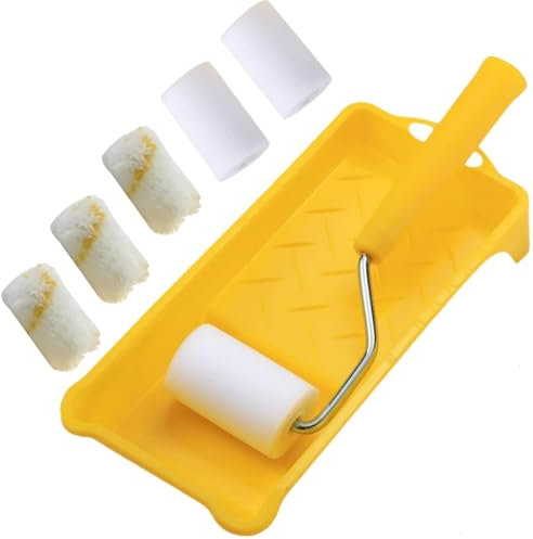 Rullo Pittura Piccola,Rullo per Pittura,Set Rotolo Di Vernice,Set Pittura,Set Rullo Pittura,Viene Fornito con Vassoio,Pennello,Bacchetta per Mescolare per Pareti Lisce e Ruvide