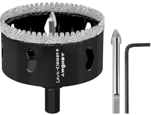 ASNOMY Diamant Lochsäge 68mm mit Zentrierbohrer, Gezahntes Diamantbohrer für Glas, Fliesen, Porzellan, Granitstein
