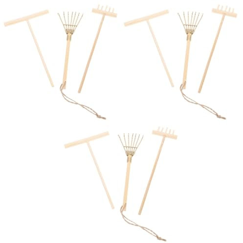 POPETPOP 3 Ensembles Table De Sable Outils De Décoration De Jardin Miniature - Décoration De Cour Tamis À Sable Plage Râteaux Décoratifs De Jardin Zen Râteaux De Jardin Zen 3 Pièces * 3