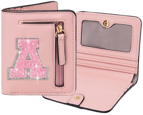 OYLOLA Birthday Gifts for Teen Girl Kids Wallet Girl Wallets Small Initial Rfid Wallet Teen Girls Gift Preppy Stuff for Girls Pink A